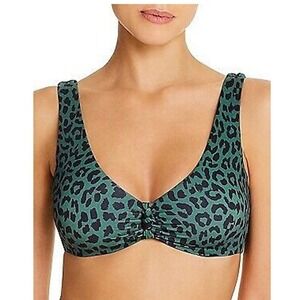 NWT Aqua Swim M CACTUS Knotted Leopard Print Bikini Swim Top 98105